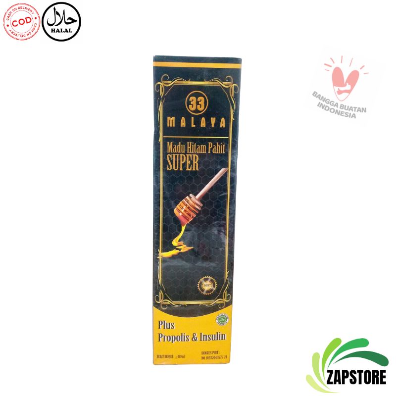 

Madu Hitam Pahit Malaya 33 Plus Propolis & Insulin Super 470 ml