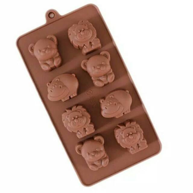 Cetakan coklat puding animal singa kudanil beruang silicone mold