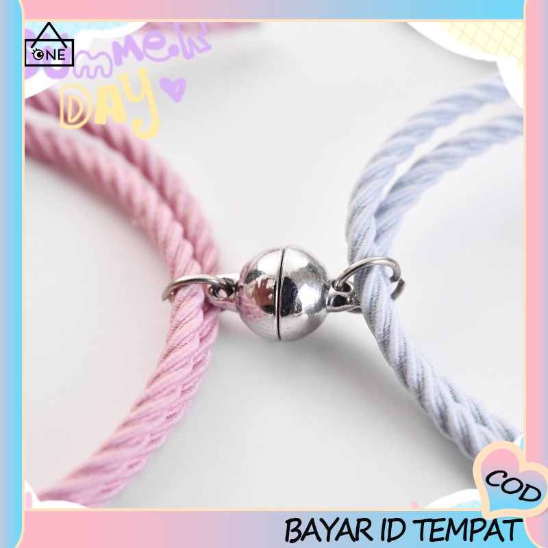 COD✨2Pcs/1Pasang Gelang Couple Magnet Wanita Tali Menenun Attract Persahabatan Tangan Wanita Bracelets Adjustable