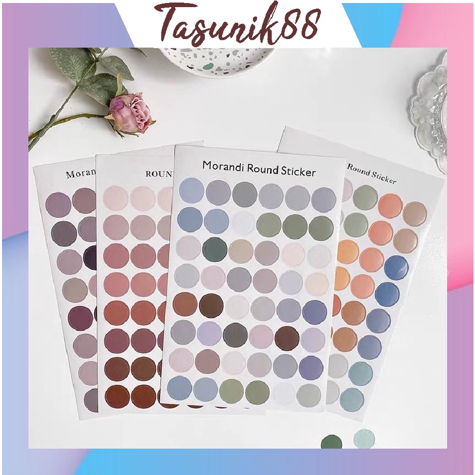 

⭐TasUnik88⭐ R438 [ 48 pcs ] Stiker Bulat/Dot Round Sticker Sticker Deco Aesthetic Untuk Scrapbook Bujo Journal