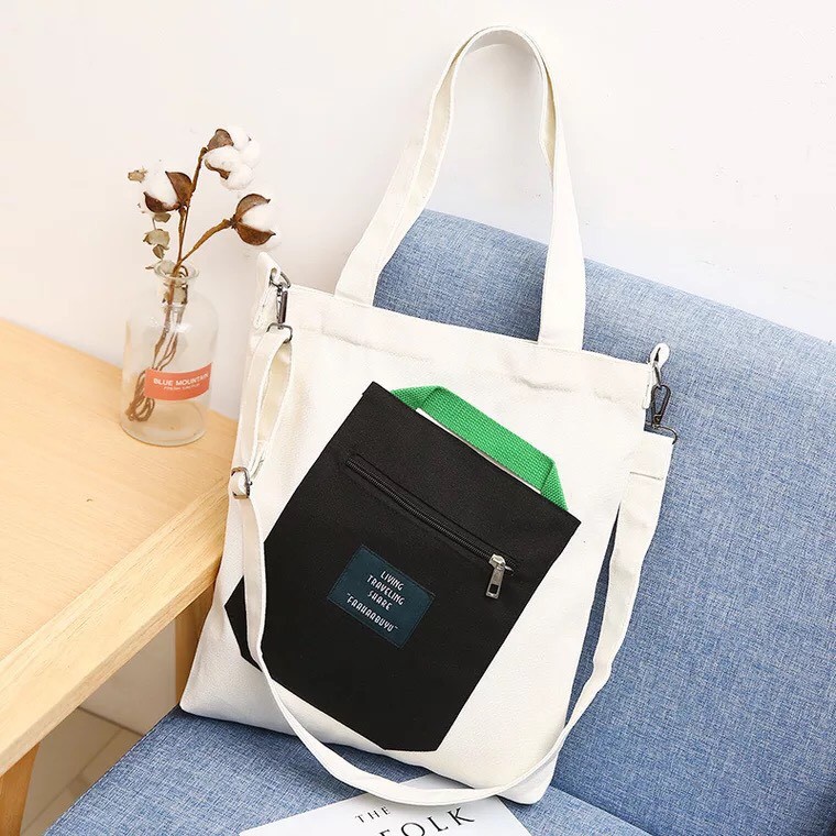 Korean Solid Color Tote Bag / Tas Selempang Wanita Serbaguna NJ16