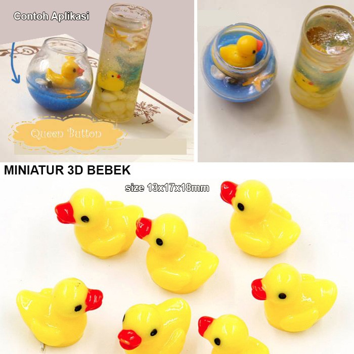 Miniatur 3D Anak Bebek  Isian Resin Kubah Kaca  Terarium 