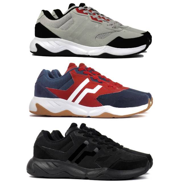 Sepatu Casual Sneakers Piero DMG One - Grey Blue Red All Black Original