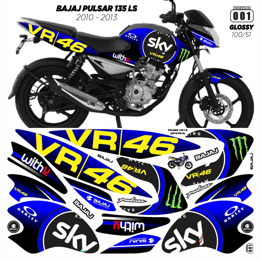 Stiker Striping Decal Bajaj Pulsar 135 LS Semifullbody Variasi DF05