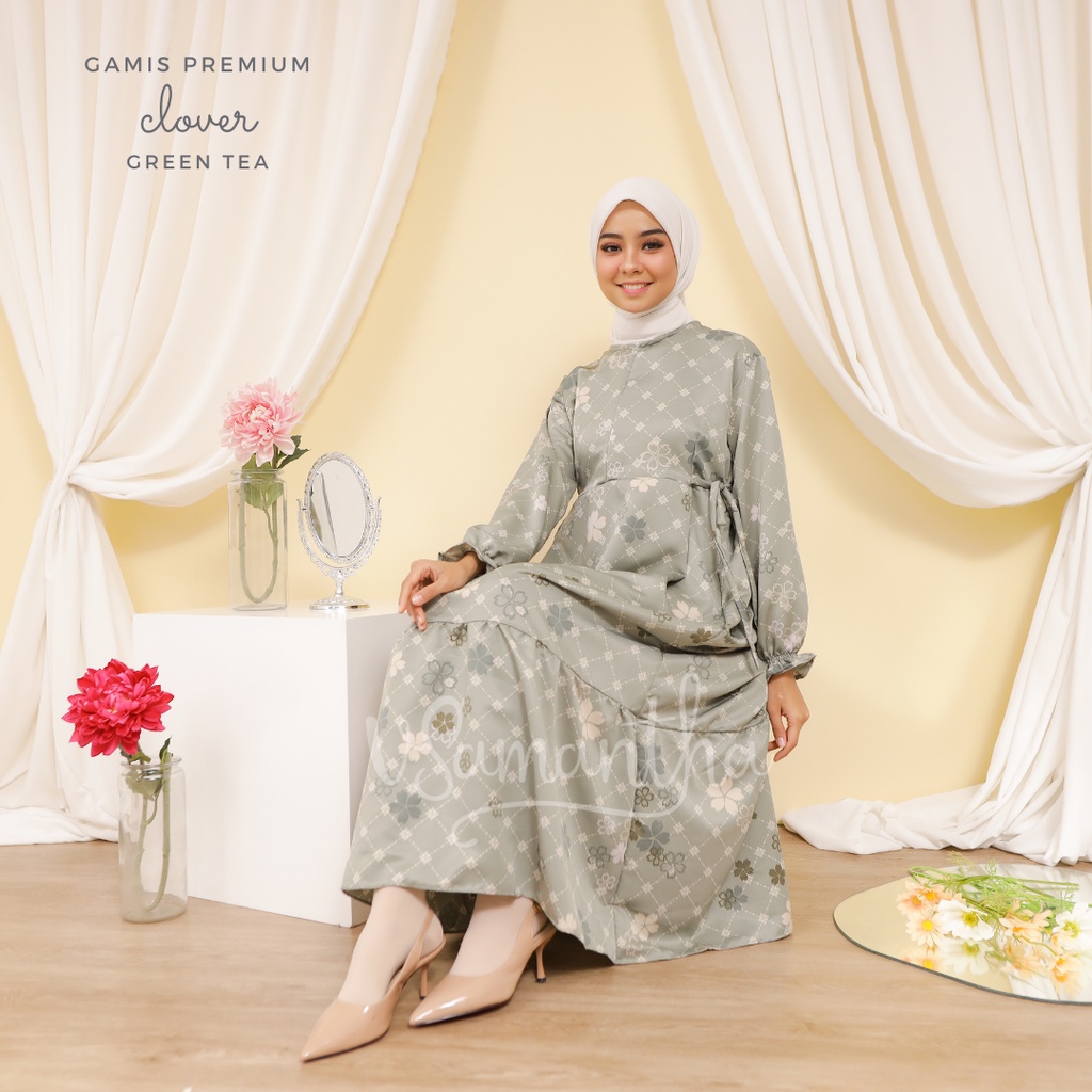 Gamis Homedress Silk Premium Motif Clover