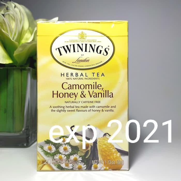 

PRODUK NYATA AMPUHNYA TWININGS HERBAL TEA/ TEH CAMOMILE, HONEY & VANILLA /CAFF FREE, 20 BAGS ATAU