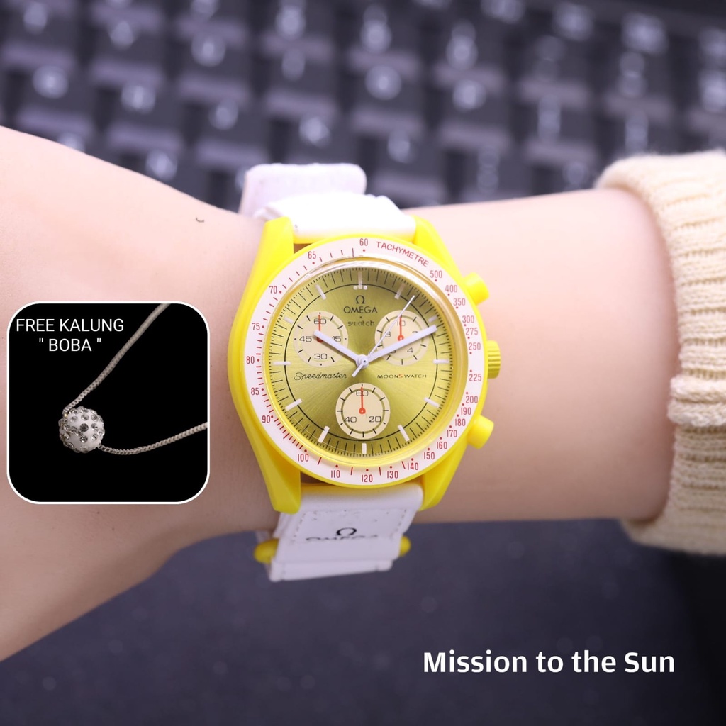 BEST SELLER Jam tangan wanita 0MG Premium free kalung boba cantik strap kanvas kulit sintetis FORTUN