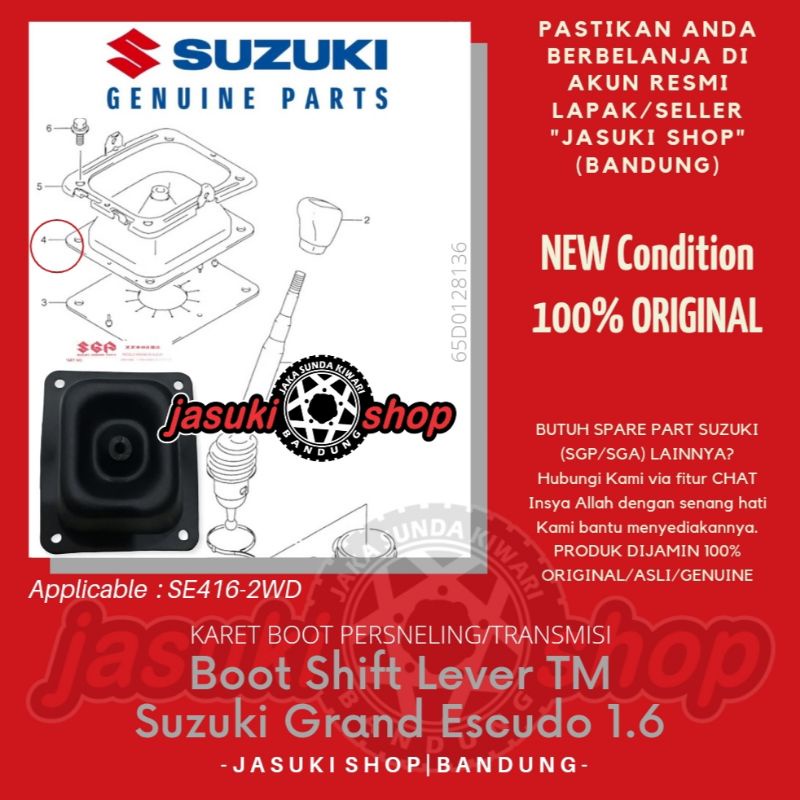 Karet Boot Lever T/M Persneling Transmisi Perseneling Suzuki Grand Escudo 1.6 SE416 2WD Kapsul 1600 