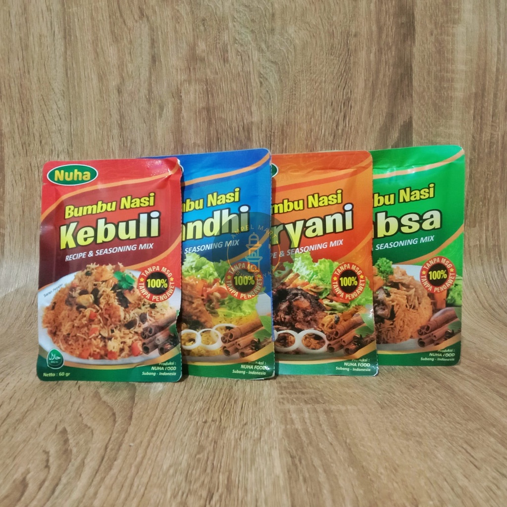 Bumbu Nasi Kebuli Instant 100% NON MSG &amp; PENGAWET Bumbu Nasi Mandhi Instant Bumbu Nasi Kabsa Instant Bumbu Nasi Bukhori Instant ORIGINAL 60gr - NUHA FOOD