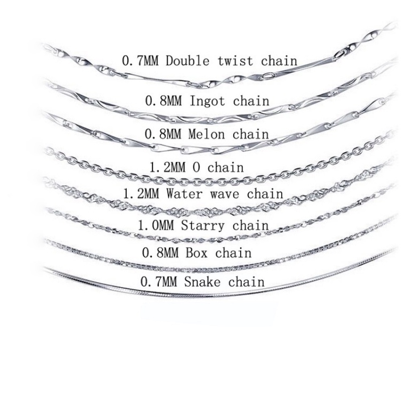 100% 925 Rantai perak murni  Kalung Rantai Desain Yang Berbeda Asli Perak Kalung Perhiasan Hadiah 16-24 inci