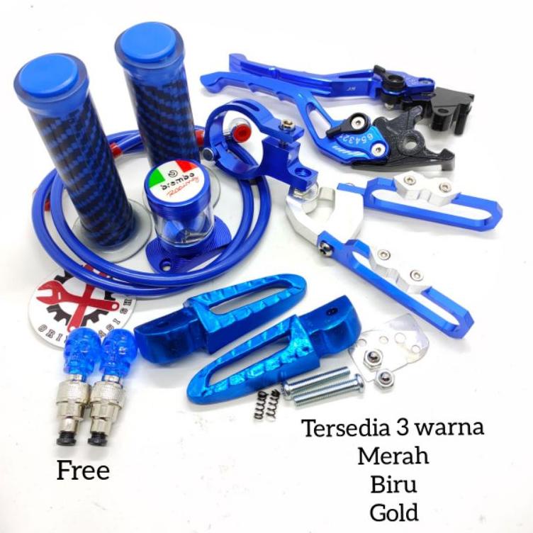 『Terbaru』 Handle sisik stelan cnc baet+ handgrip carbon+ selang rem depan 95cm+ kleman selang+ foots