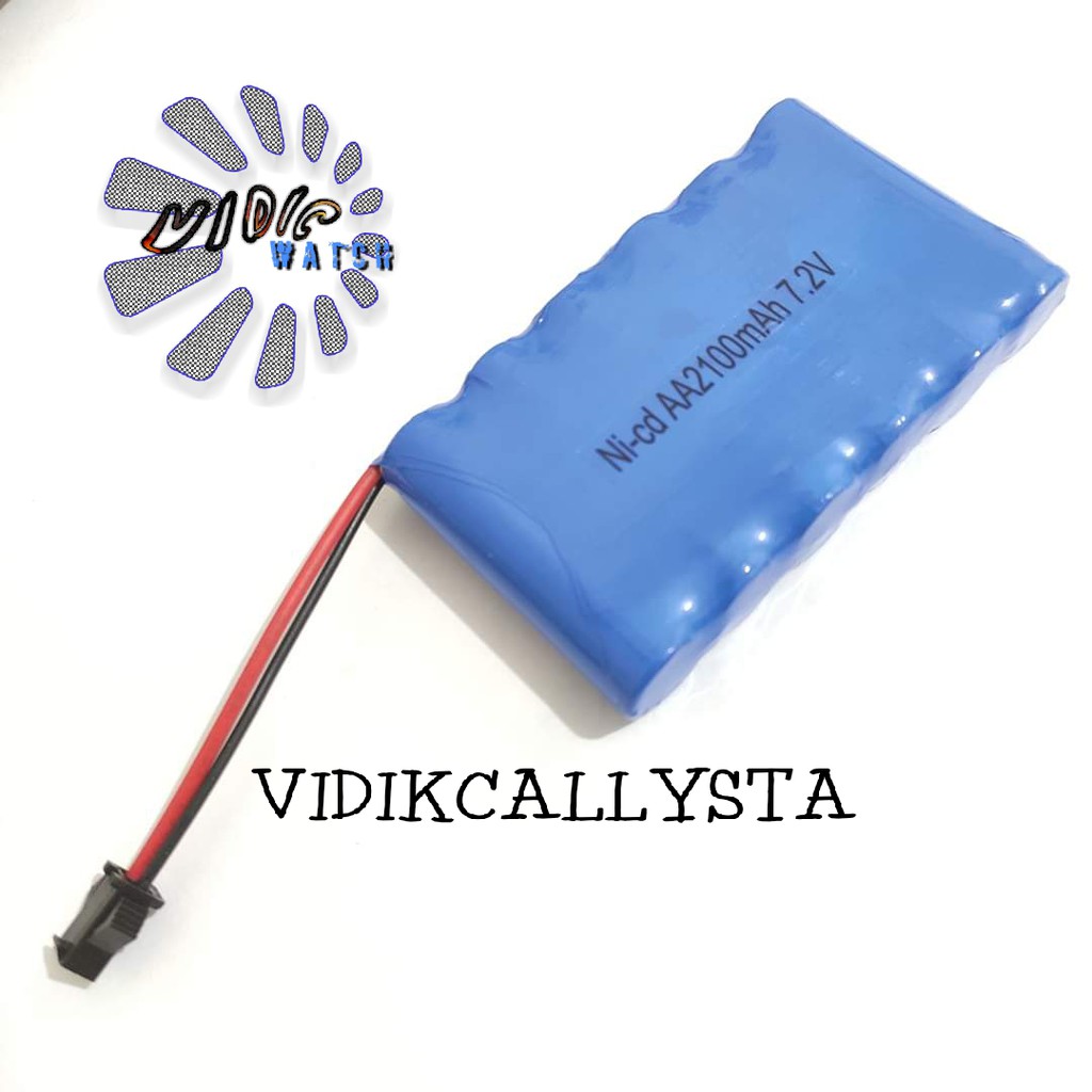 Baterai NiCd RC AA 2100mAh 7.2V Socket Hitam isi 6 Vertikal