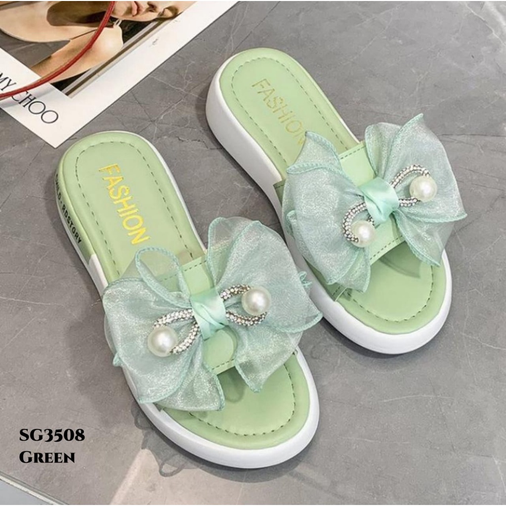 PRF Sandal Ribbon Mutiara Fashion Korea  SG3506