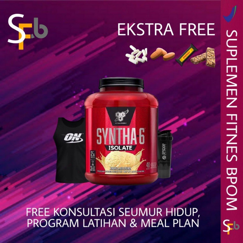 BSN SYNTHA 6 SYNTHA6 ISOLATE 4 LBS SUPLEMEN SUSU FITNES FITNESS TINGGI PROTEIN GYM KESEHATAN MAKANAN