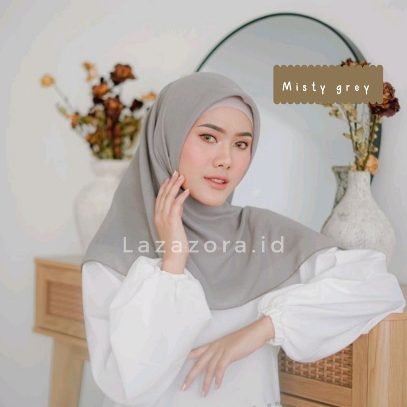 Hijab Segiempat Paris Premium Original Jahit Tepi 115×115 Cm Murah Anti Nerawang Tebal Anti Letoy Anti Mleyot-Misty Grey
