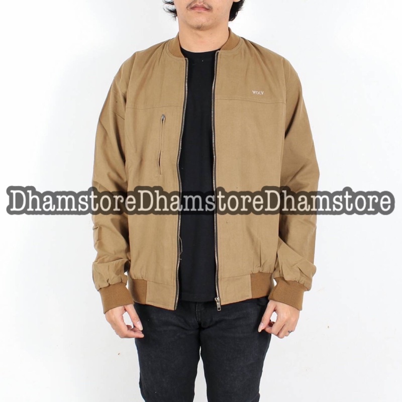 ORIGINAL WOLV Jaket Bomber Canvas Jaket Wolv Caramel