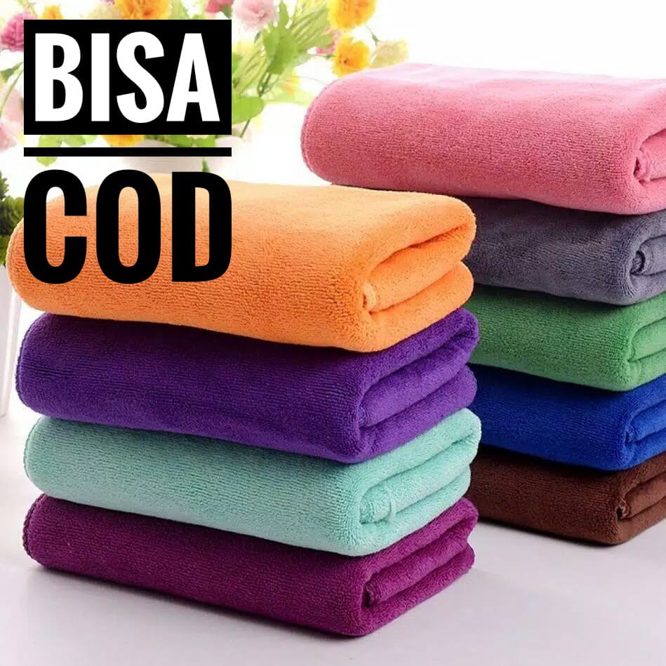 Termurah Handuk microfiber Polos gramasi kembang 70 x 140 /Handuk Mandi Lembut Daya Serap Air Tinggi