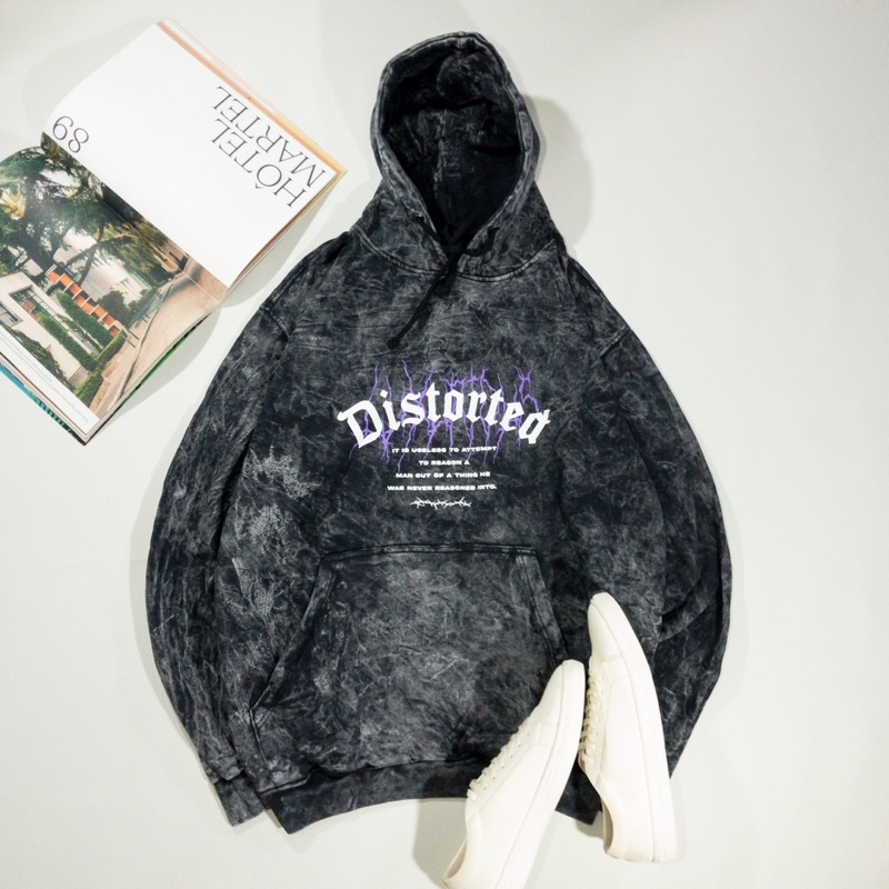 JAKET HOODIE GRAPHIC WASHED FLICKERS WORLD "DISTORTED" [HDW 363]