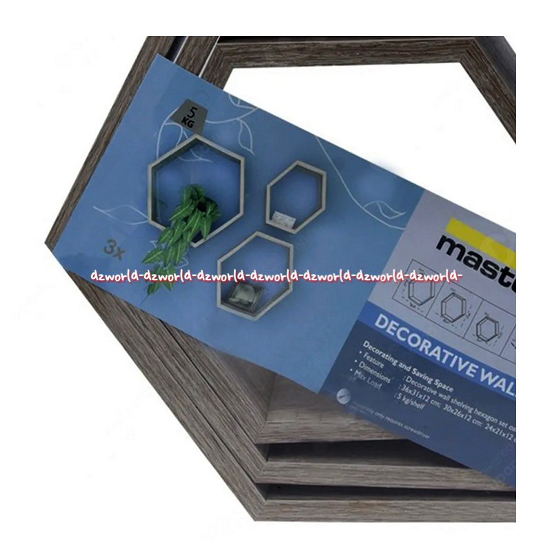 Masterspace Decoratibe Wall 3pcs Rak Dinding Kayu Hexagon Master Space