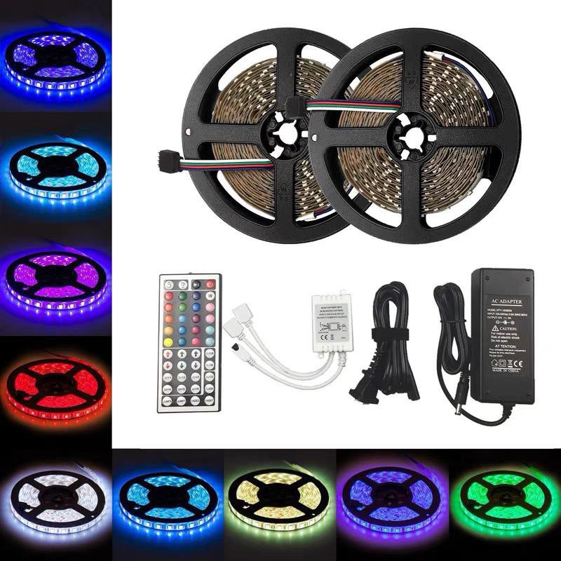 ip65 54D Lampu Led Strip Panjang 10 Meter RGB Dekorasi Hias Tumblr 5050 IP65 + Remote + Adaptor