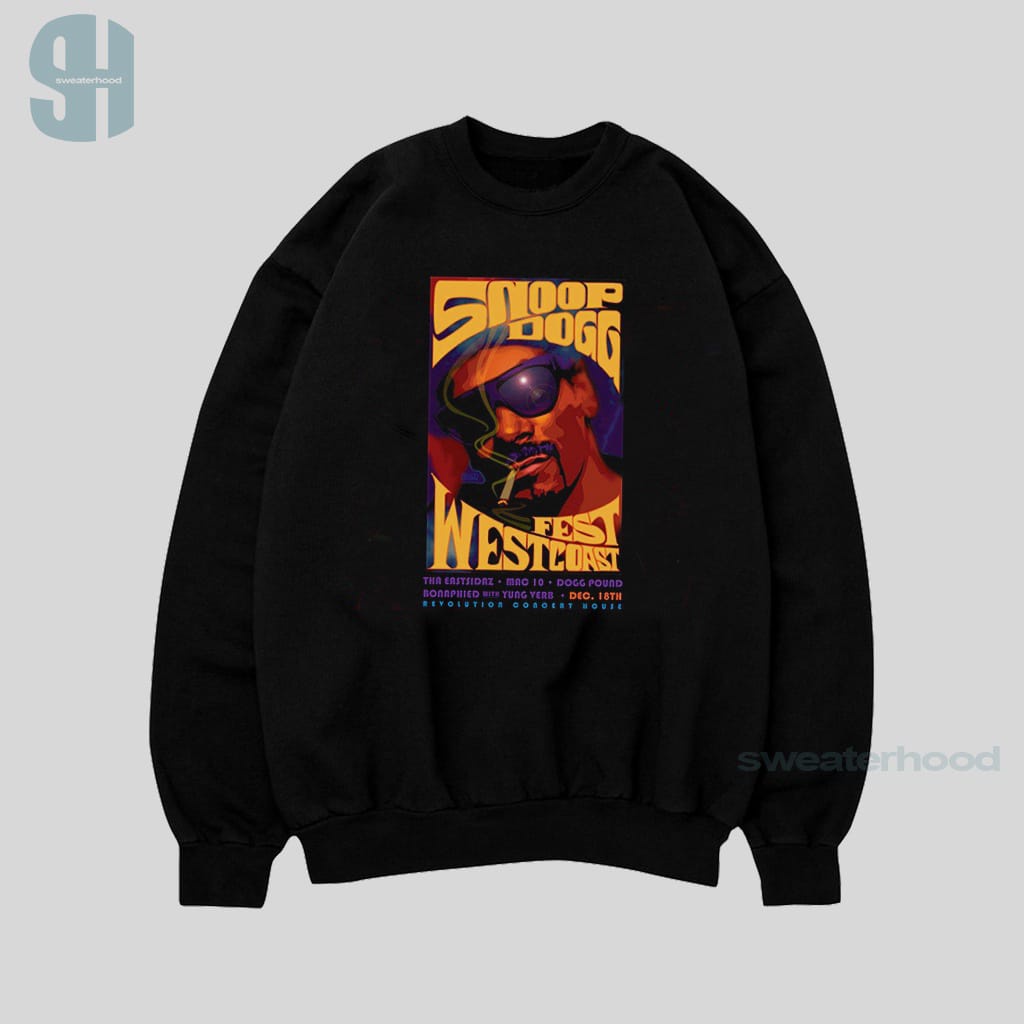 Crewneck Black Snoop Dogg Fest Westcoast Sweatshirt Hitam Jaket Vintage Pria Dan Wanita Sweaterhood