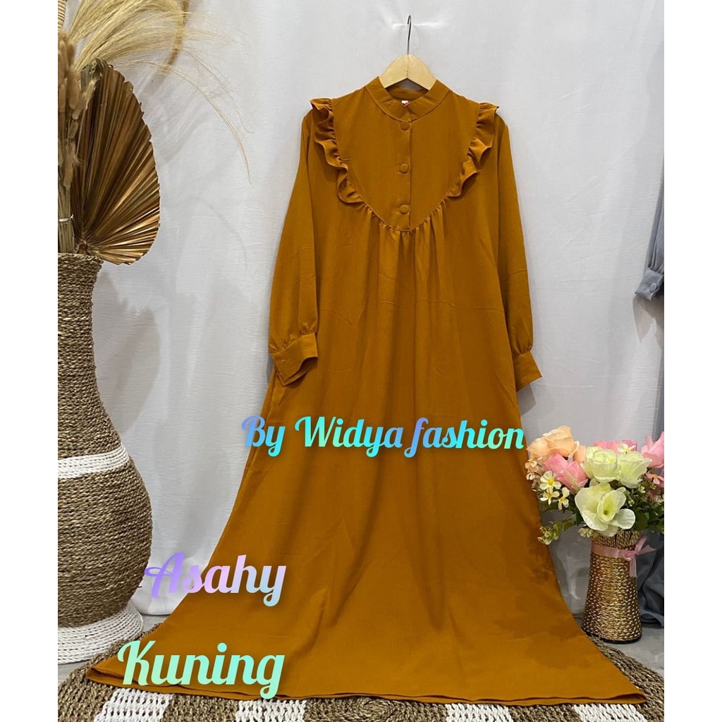 Gamis Asahy  Crinkle Airflow Premium / Gamis Wanita Muslim Pesta Lebaran Piral / Dress Piral Crinkle Airflow / Long