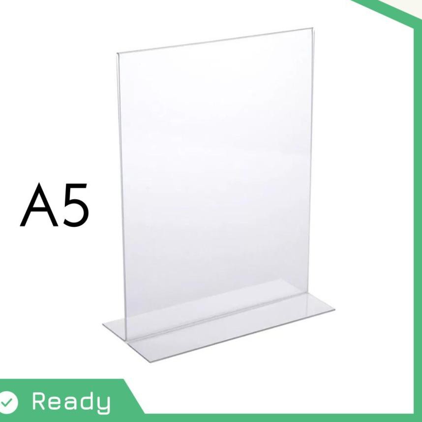

Ds9> TEMPAT BROSUR / TENT HOLDER / TENT CARD AKRILIK DISPLAY 2 SISI A5(terlaris)aT6>