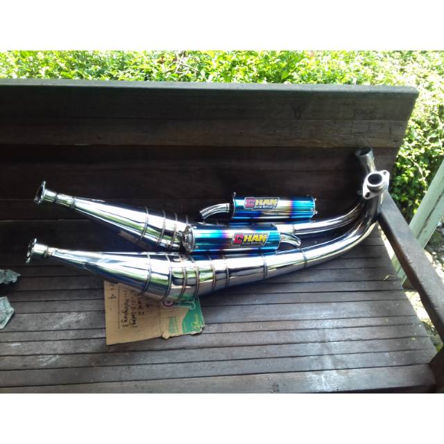 Knalpot RX King Kolong Samping Chrome Merk Chan Racing