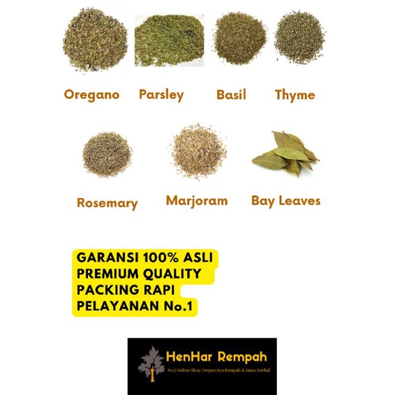 

[10 gr & 25 gr & 50 gr & 100 gr] Oregano | Parsley | Basil | Rosemary | Thyme | Marjoram | Bay Leaves