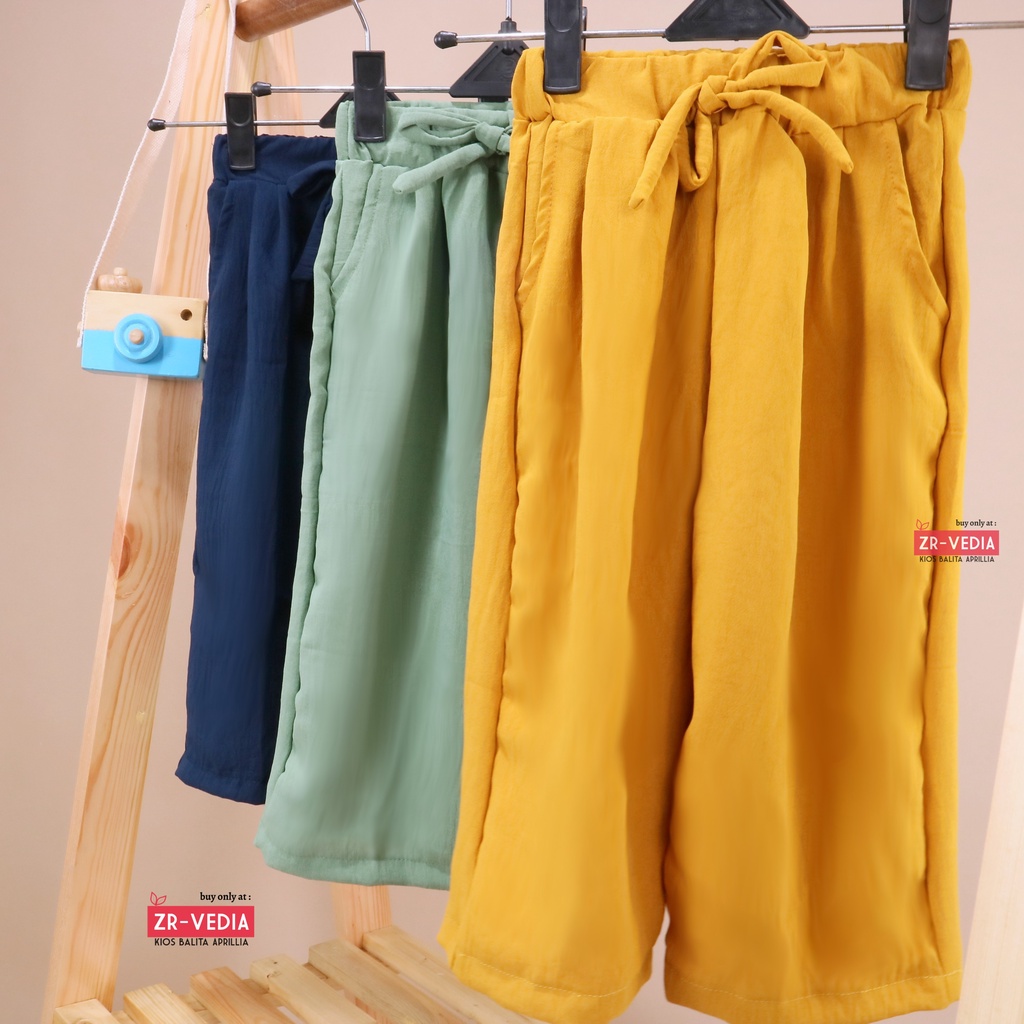 Malaya Cullotes Pants uk uk 2-5 Tahun / Kulot Polos Anak Perempuan Pants Panjang Celana Cewek Harian Zrvedia