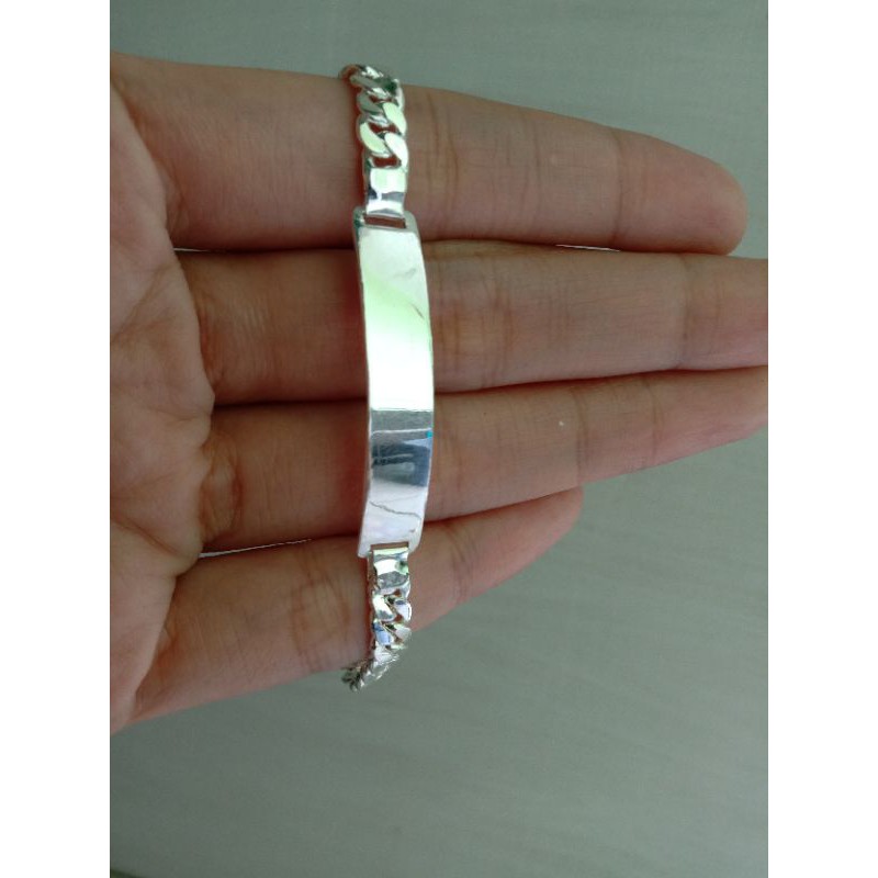 Gelang lapis perak rantai plat