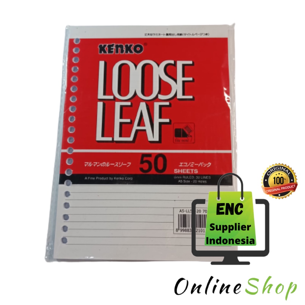 

KENKO 50 lembar loose leaf a5 50s sheet isi kertas binder file looseleaf LL 148 x 210 mm per pak - enc.sup