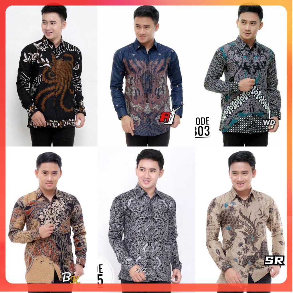 Kemeja Batik Pria Lengan Panjang Kenongo Hem Padi Pekalongan M L XL XXL