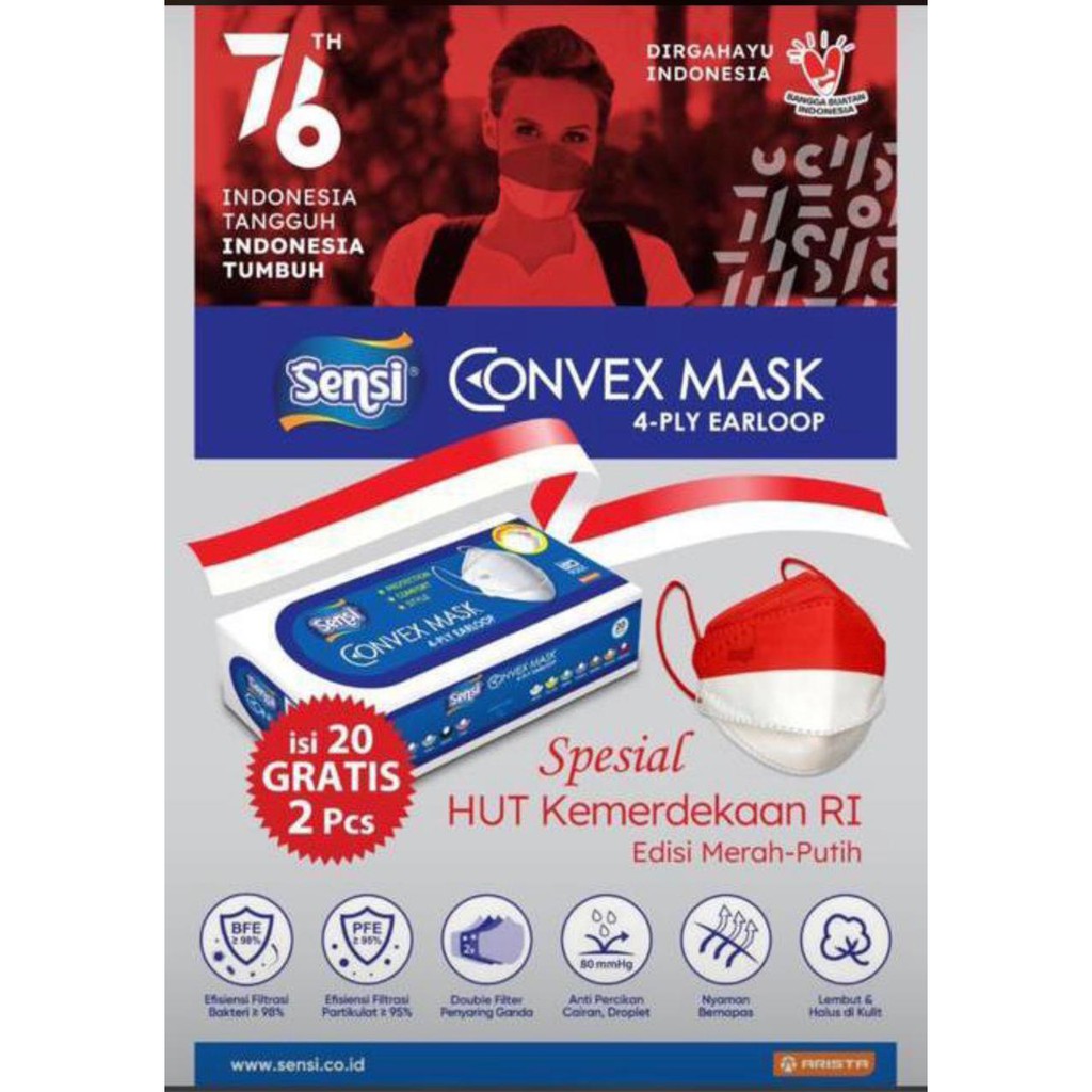 MASKER SENSI CONVEX MASK 4PLY 4D KF94 EARLOOP ISI 20 PCS