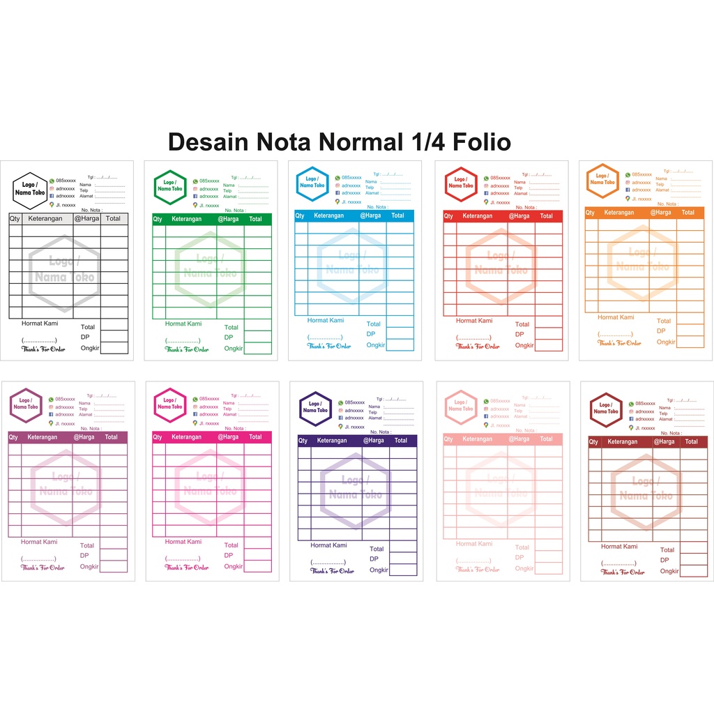 

Nota Custom 1/4 Folio free desain