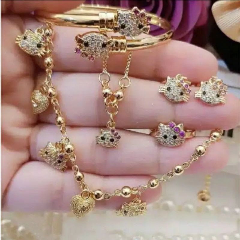 perhiasan 1 set hello kitty anak xuping