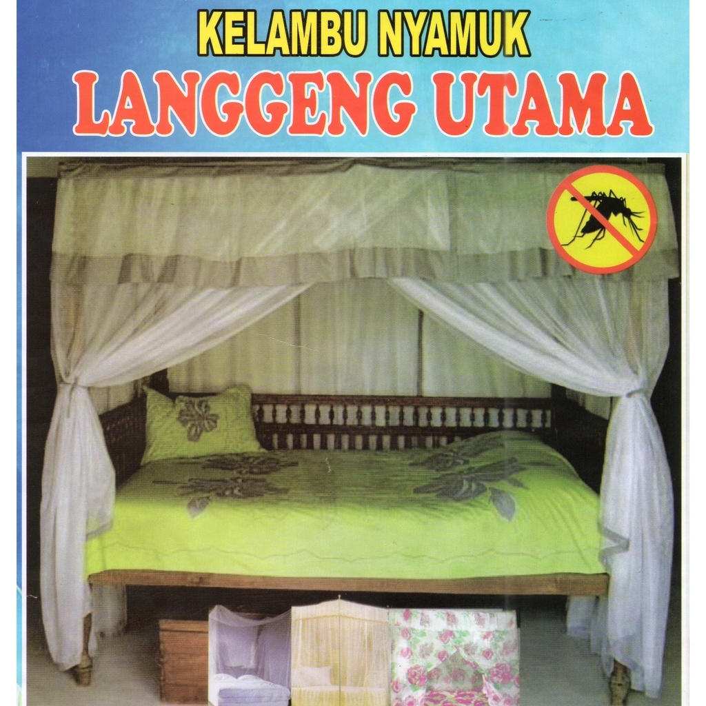 KELAMBU NYAMUK LANGGENG MOTIF BUNGA / KELAMBU KASUR KOTAK UKURAN 200 X 200