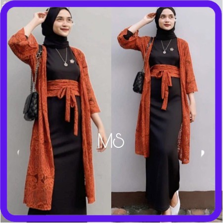 Gamis Remaja Outfit kondangan gaun muslimah remaja gamis cantik anggun set 2in1 Brokat Modern Murah