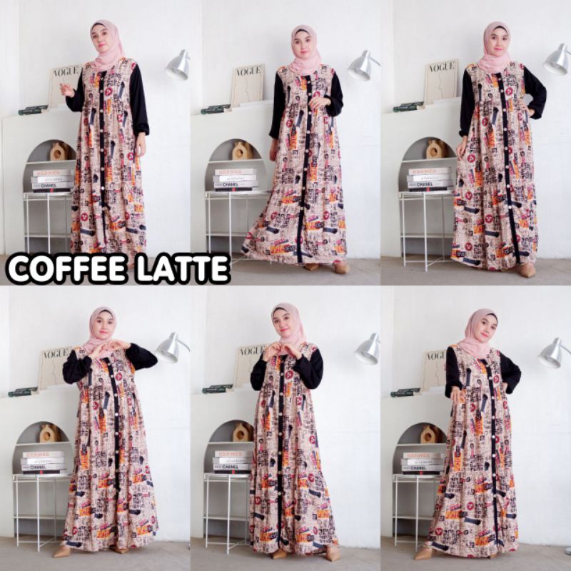 Gamis twill motif coffee / gamis koran / homey dress busui