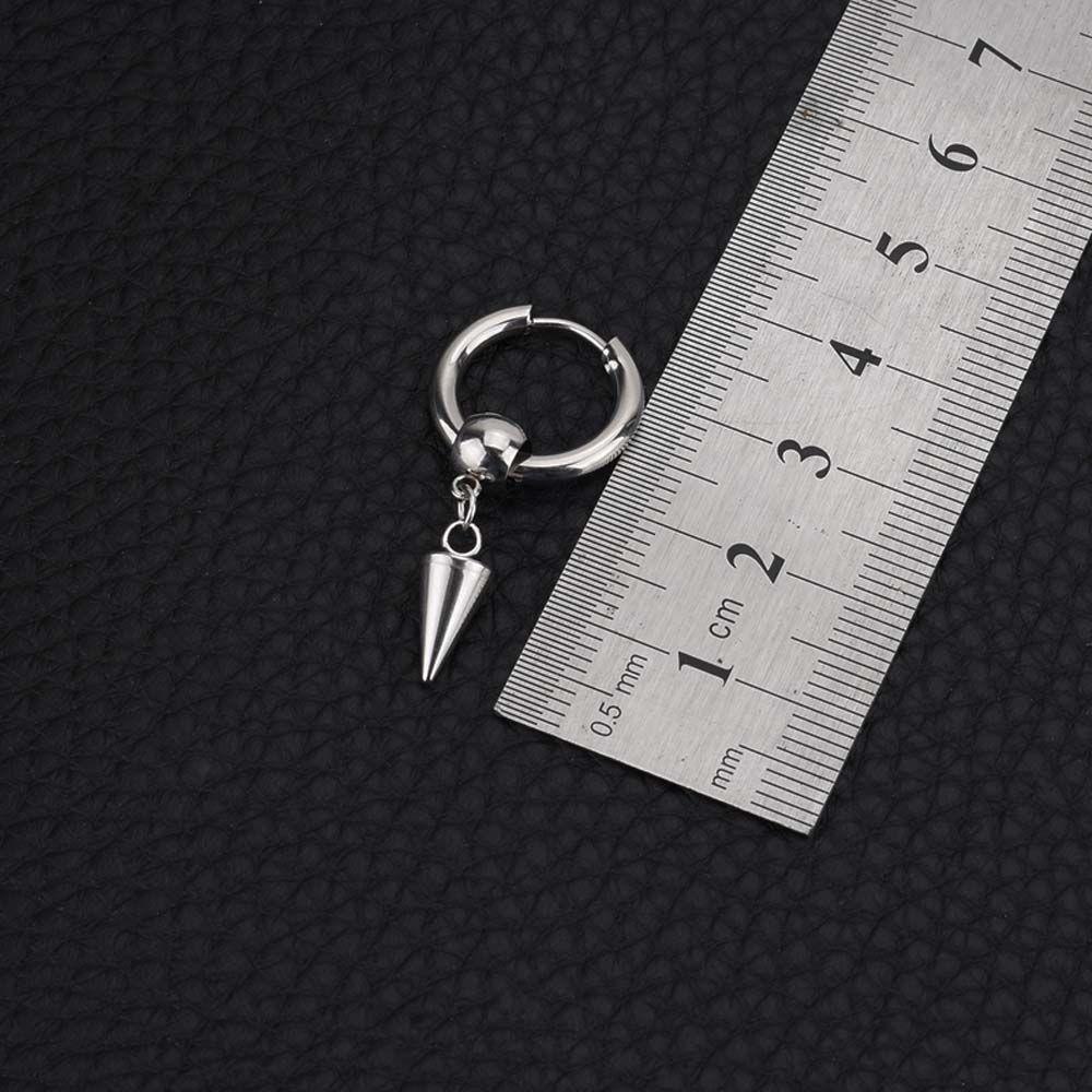 Anting Stud Awl Menjuntai Bentuk Bola Geometris Bahan Logam Gaya Punk Korea Minimalis Untuk Unisex