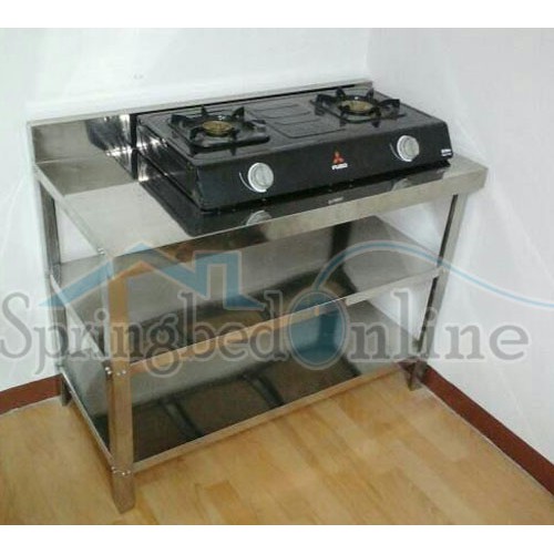 Meja Dapur / Kompor Stainless Steel 3 Rak Serbaguna Metalco