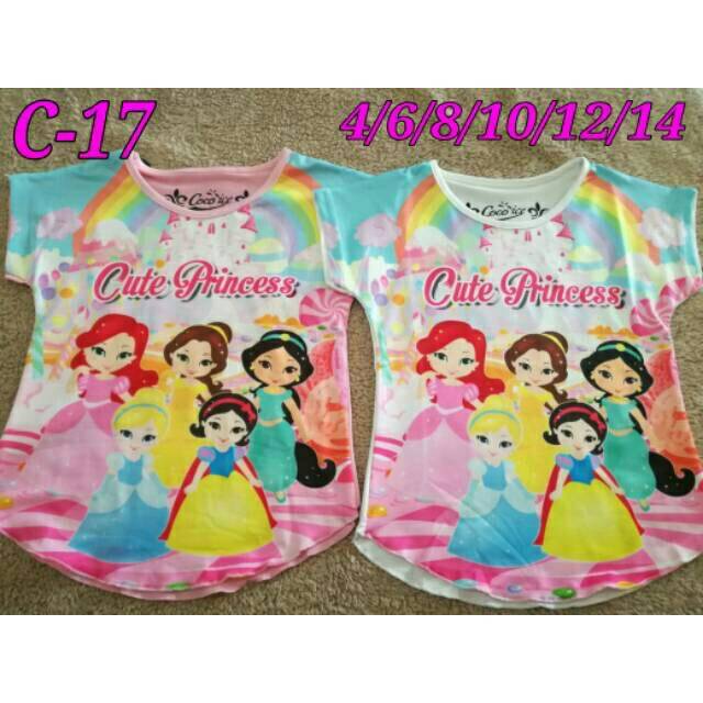 Kaos Coco Ice Owl/Minnie Mouse/ Barbie/ Shimmer Shine/Princess/Hello kitty