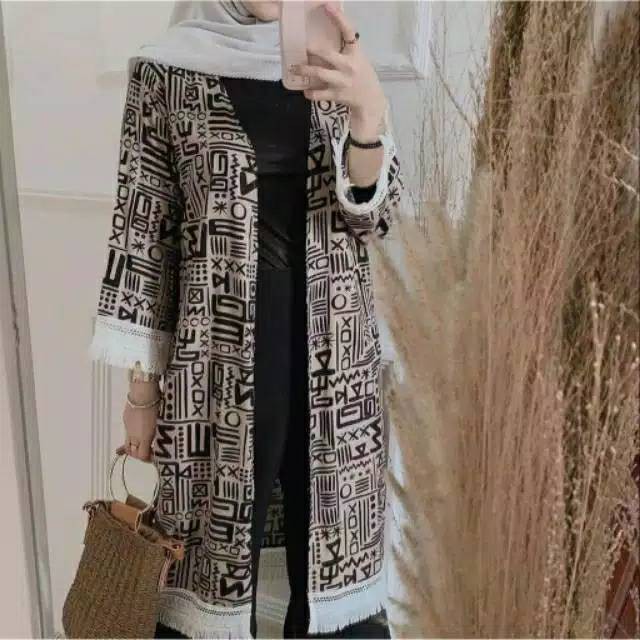 Fringe Long Etnik Cardigan / Outer Fringe / Long Etnik / Cardigan Wanita / Cardi / Cardigan / Outer 