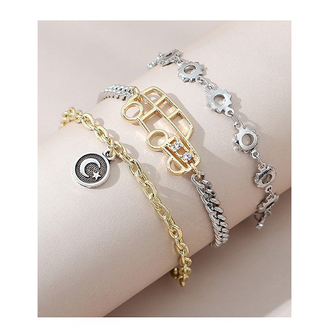 LRC Gelang Fashion Color Mixing Car Diamond-encrusted Geometric Alloy Y65451