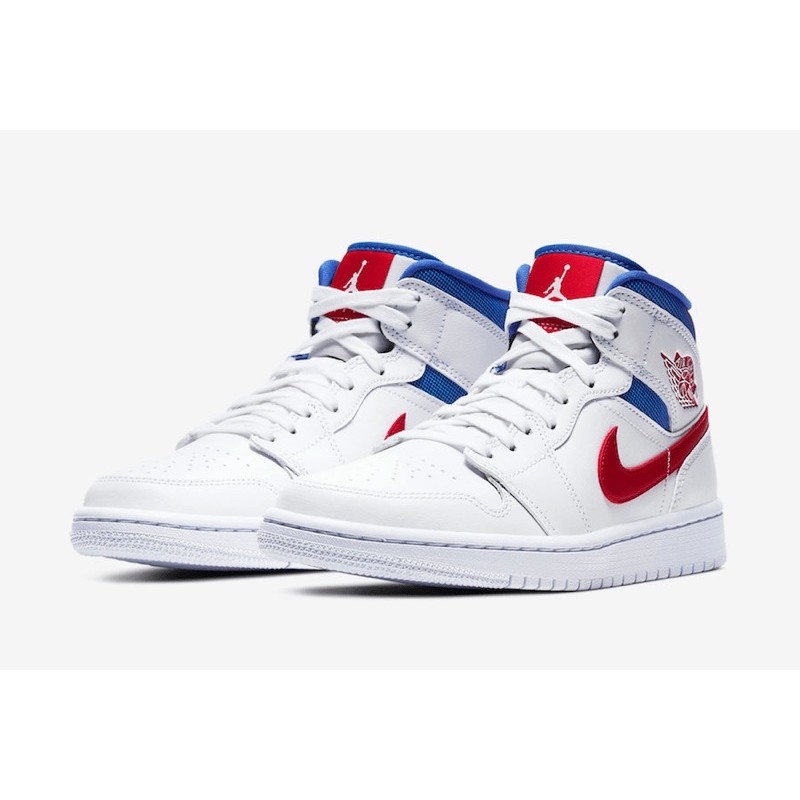 Jordan 1 Mid Usa White / University Red WMNS 100% Aithentic