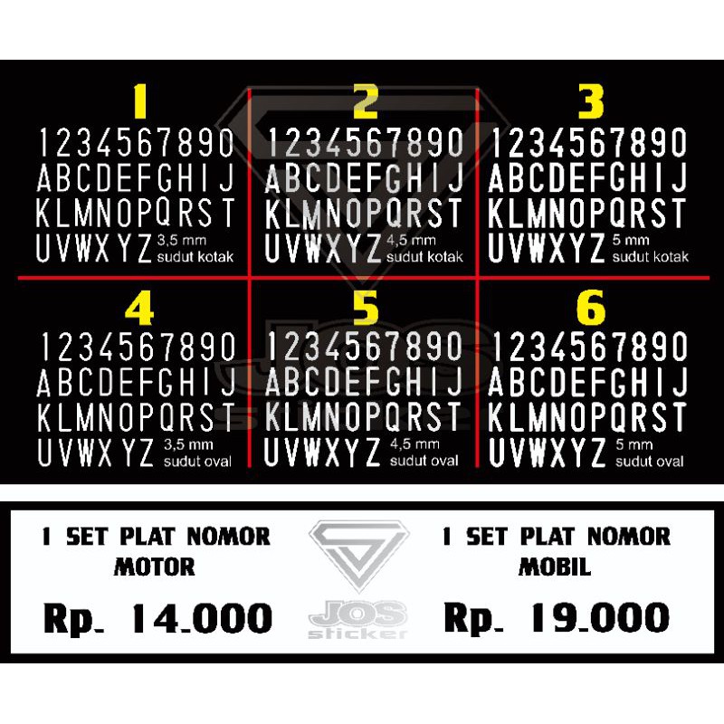 CUTTING STICKER NOMOR PLAT MOTOR/MOBIL