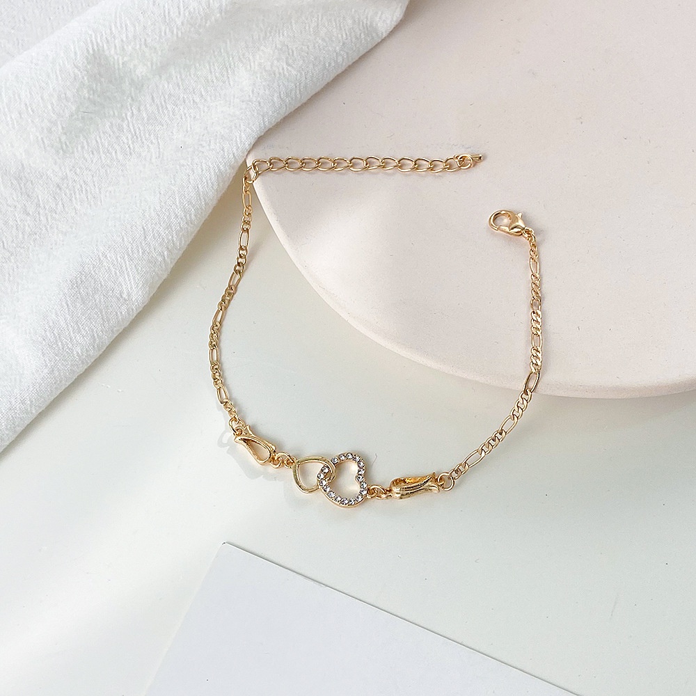 Gelang Fashion Wanita Cinta Ganda Gelang Emas Pasangan Bertatahkan Berlian Mewah Ringan