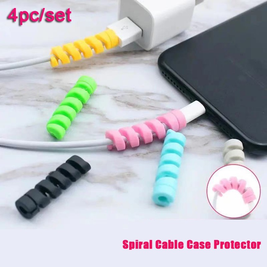 Ready Stock Candy Colors Charging Cable Protector Headphone Winding Protection for Universal USB Charger Earphone Accessories Each set will ship 4 pieces randomly