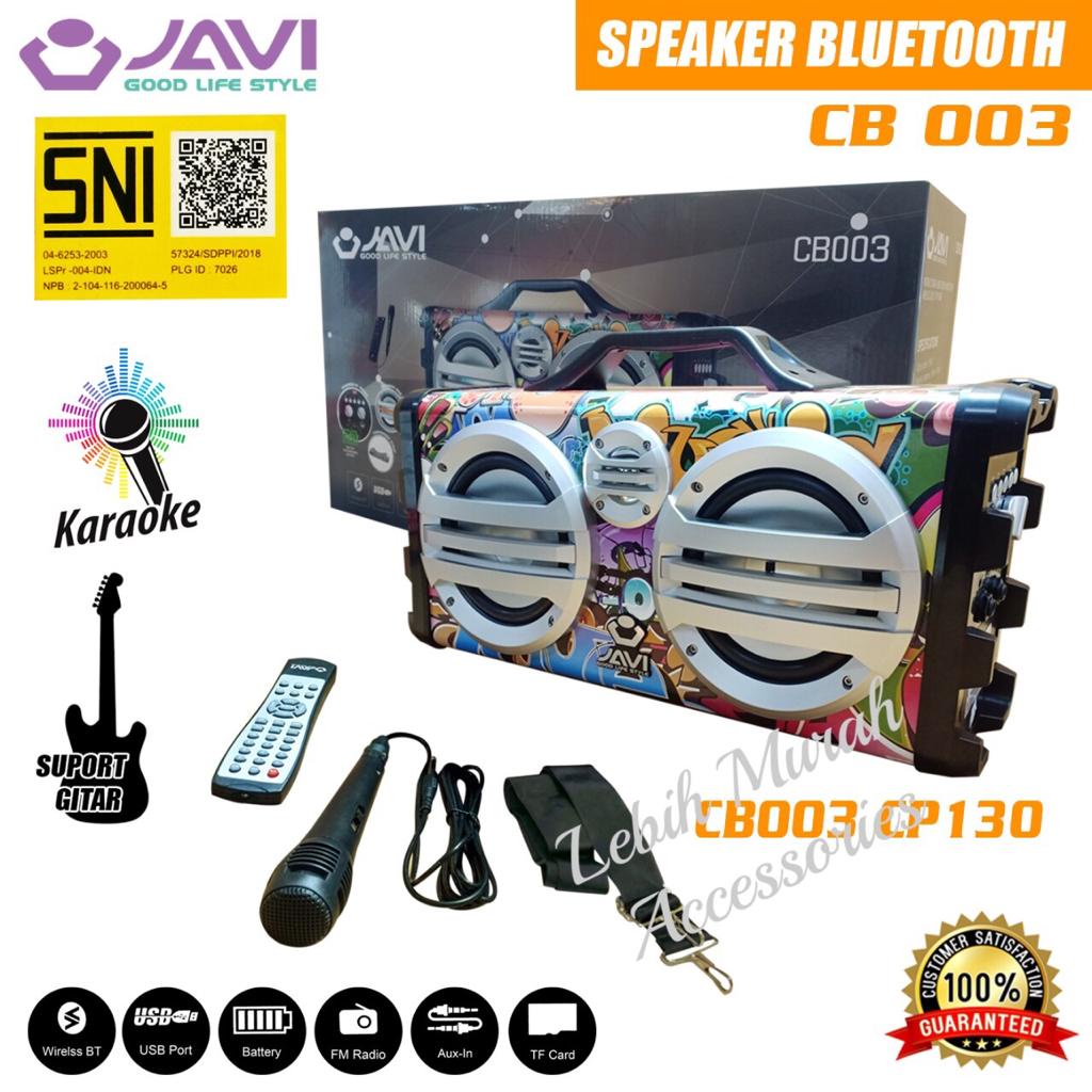 Speaker Bluetooh JAVI CB003 Dual Subwofer Stereo + Mic/Remote Support Input Gitar Speaker Karaoke Speaker Aktif Speaker Gede Speaker Superbass Speaker aktip