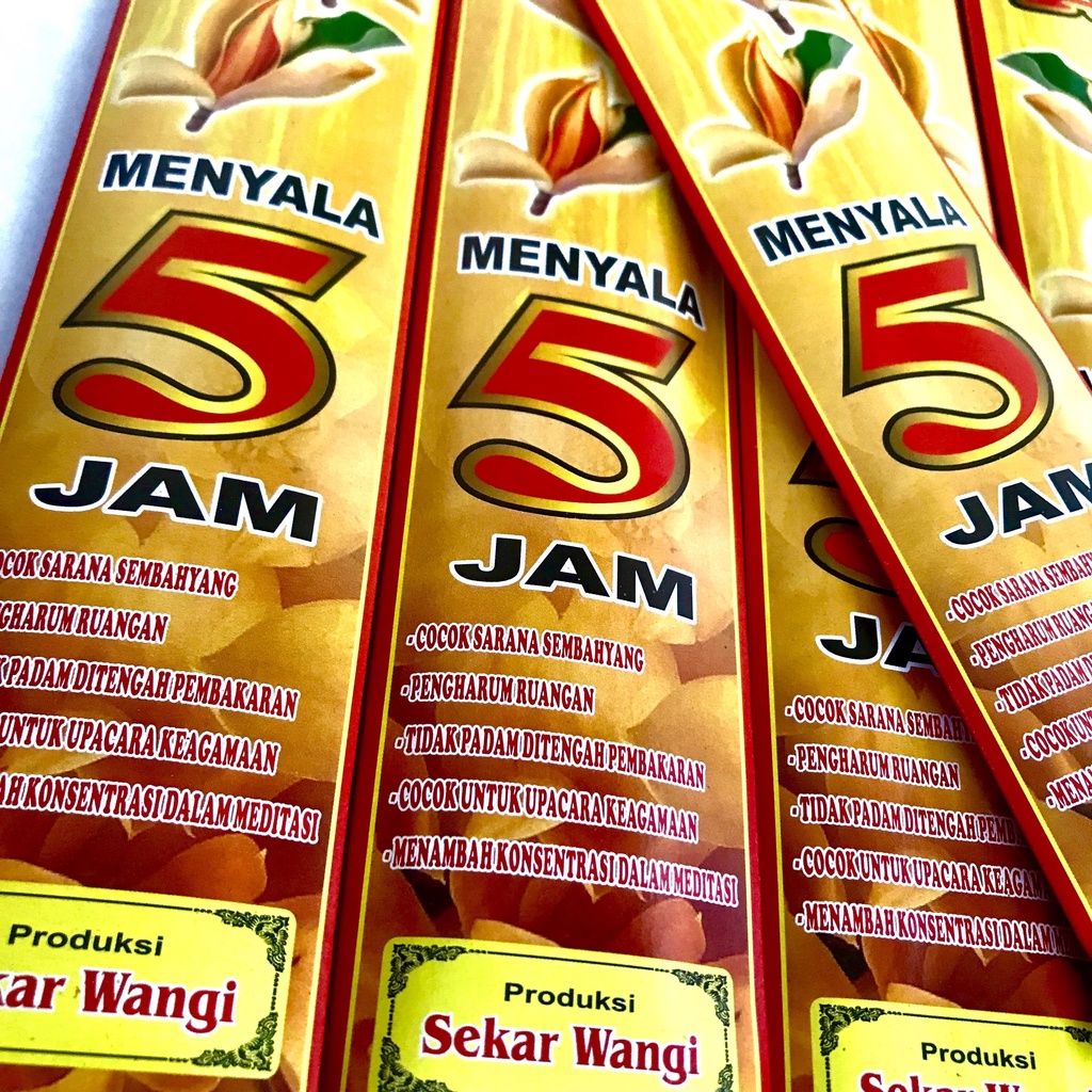 Dupa Hio Jumbo 5 jam Cempaka Panjang 40 cm Abu Dingin isi 5 Stick Produksi Sekar Wangi